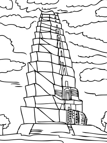 Tower of babel coloring page free printable coloring pages