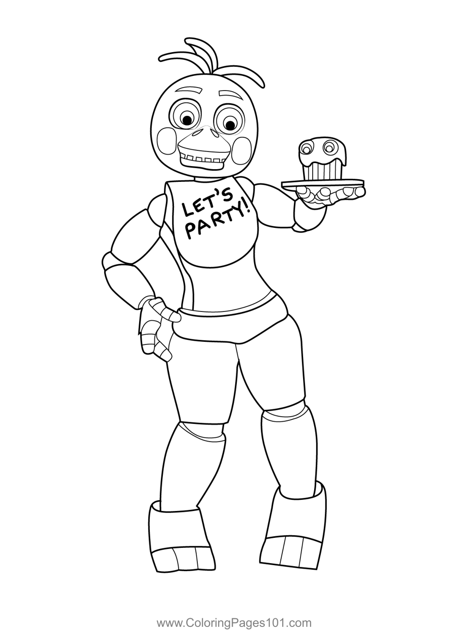 Toy chica fnaf coloring page for kids