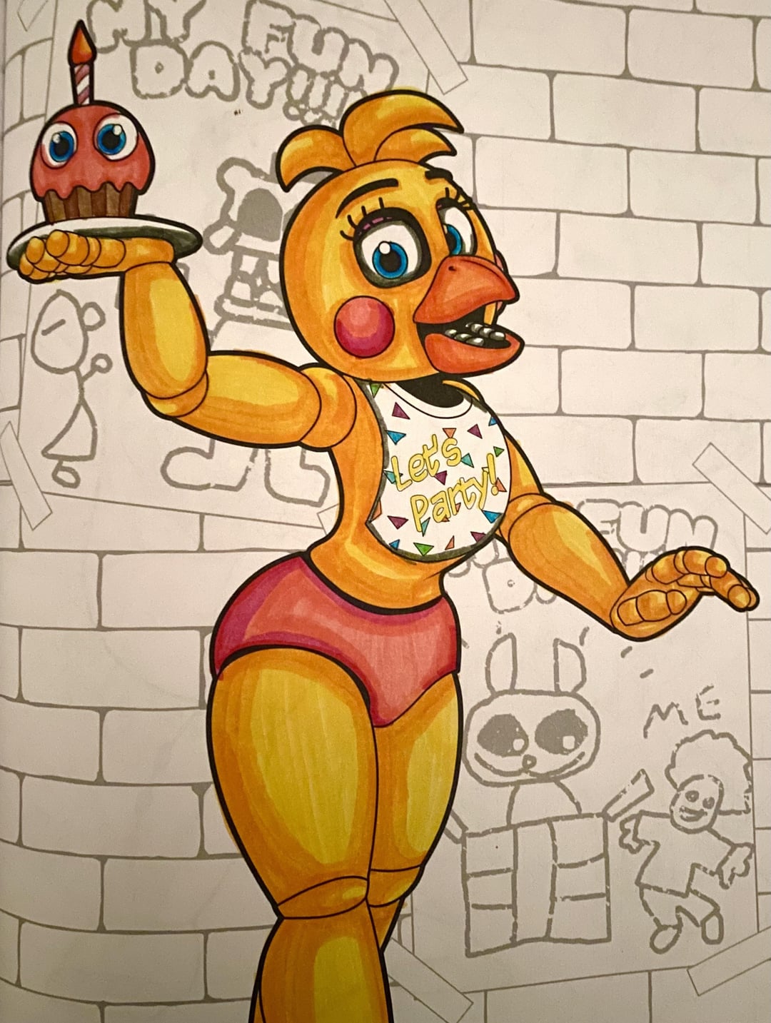 I forgot i colored this toy chica coloring page rfivenightsatfreddys