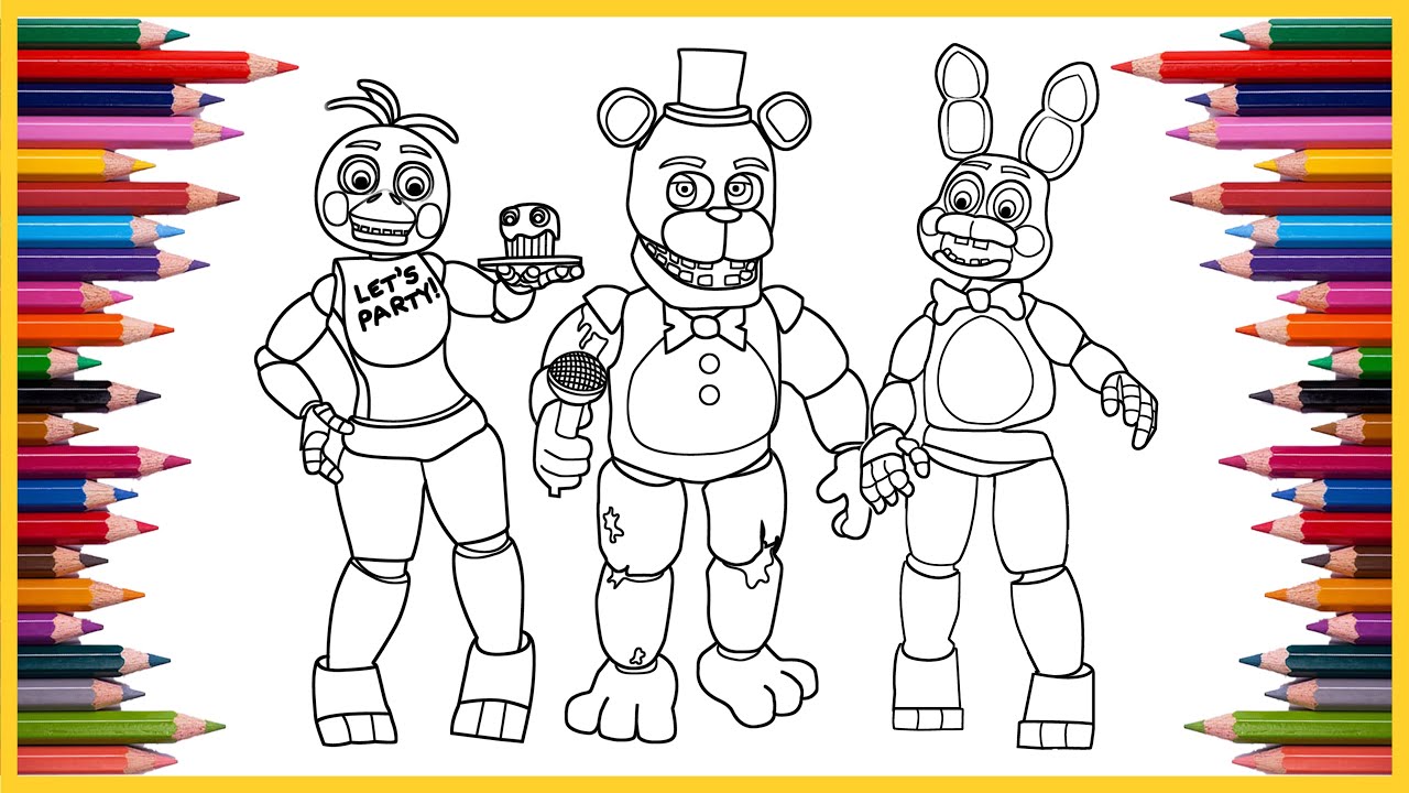 Freddy bonnie and chica coloring page five nights at freddys coloring pages