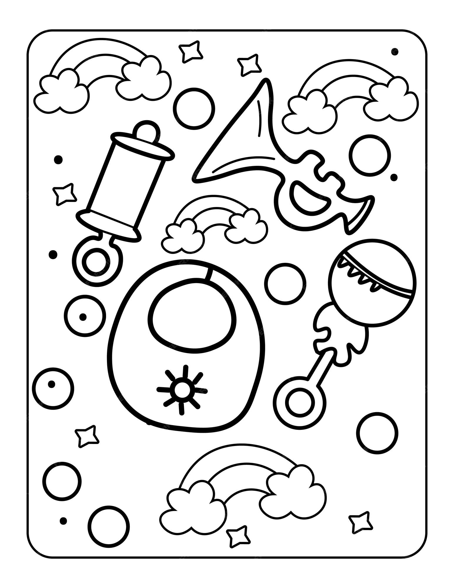Premium vector baby toy coloring page easy illustration for coloring book