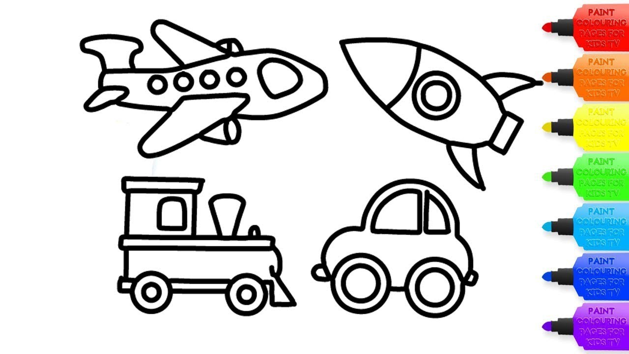How to draw vehicle toys coloring page for kids i learn coloring book with vehicle toys