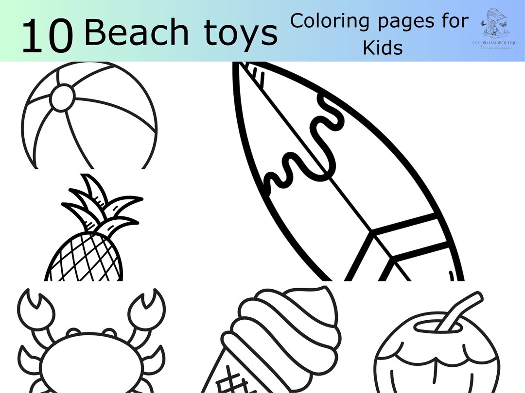 Beach toys printable coloring sheet for kidseducational printable kids coloring page preschoolers book activity