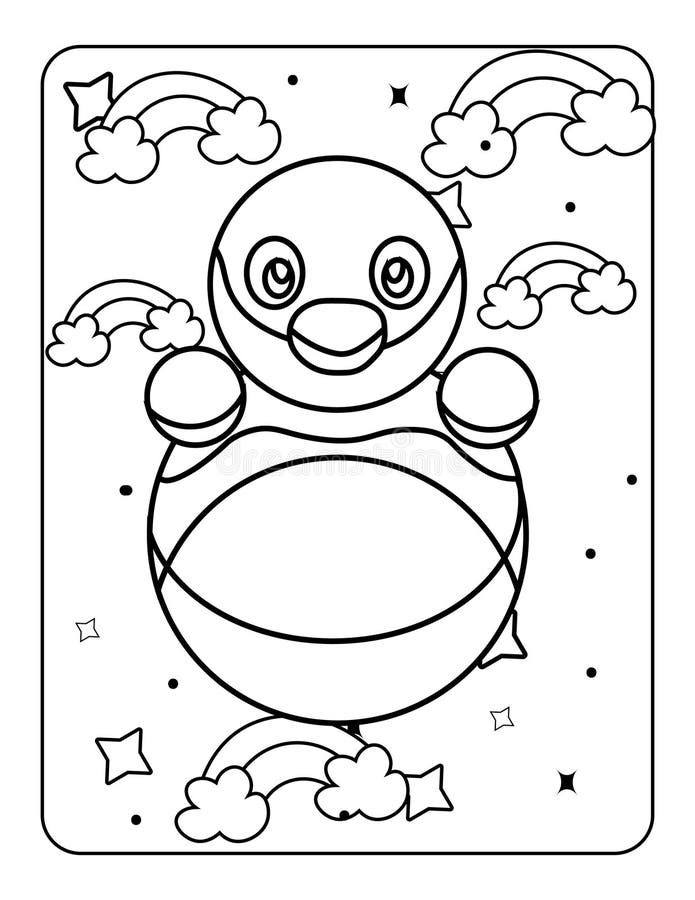 Toy doodle coloring page toy coloring book for kids easy coloring page for kids kids coloring page design doll coloring page stock vector