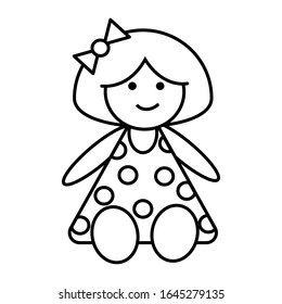 Coloring page outline doll toy simple stock vector royalty free