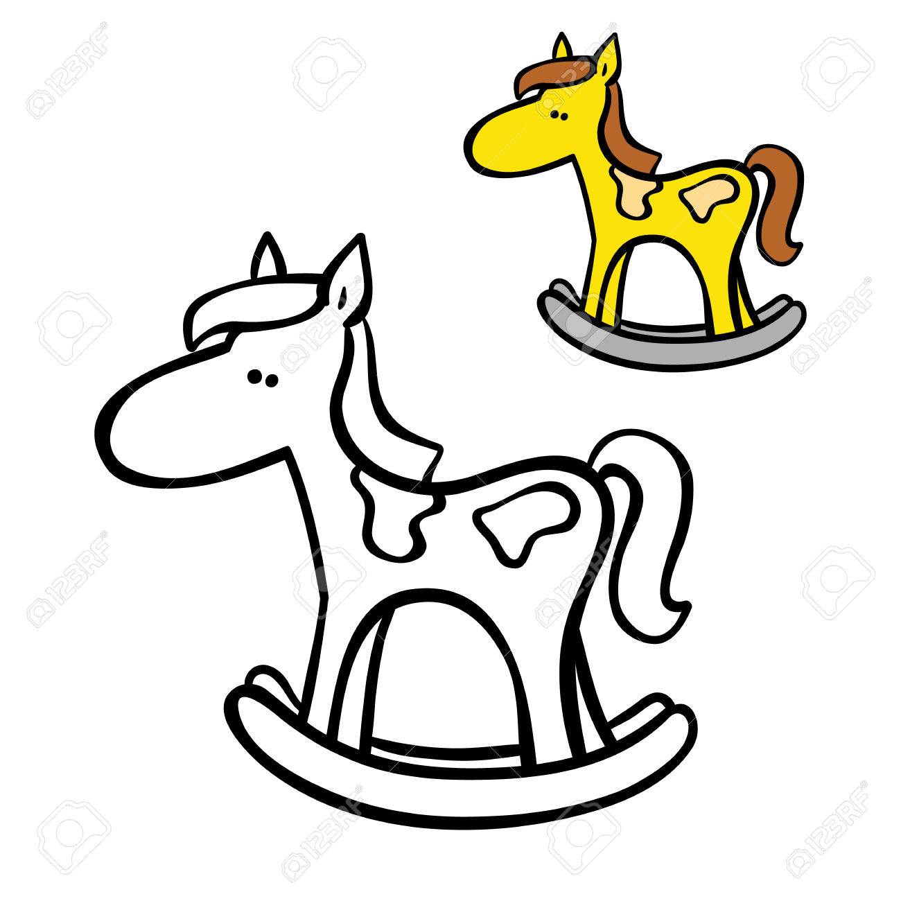 Funny simple coloring page vector illustration coloring page of cartoon toy horse for children coloring and scrap book royalty free svg cliparts vectors and stock illustration image