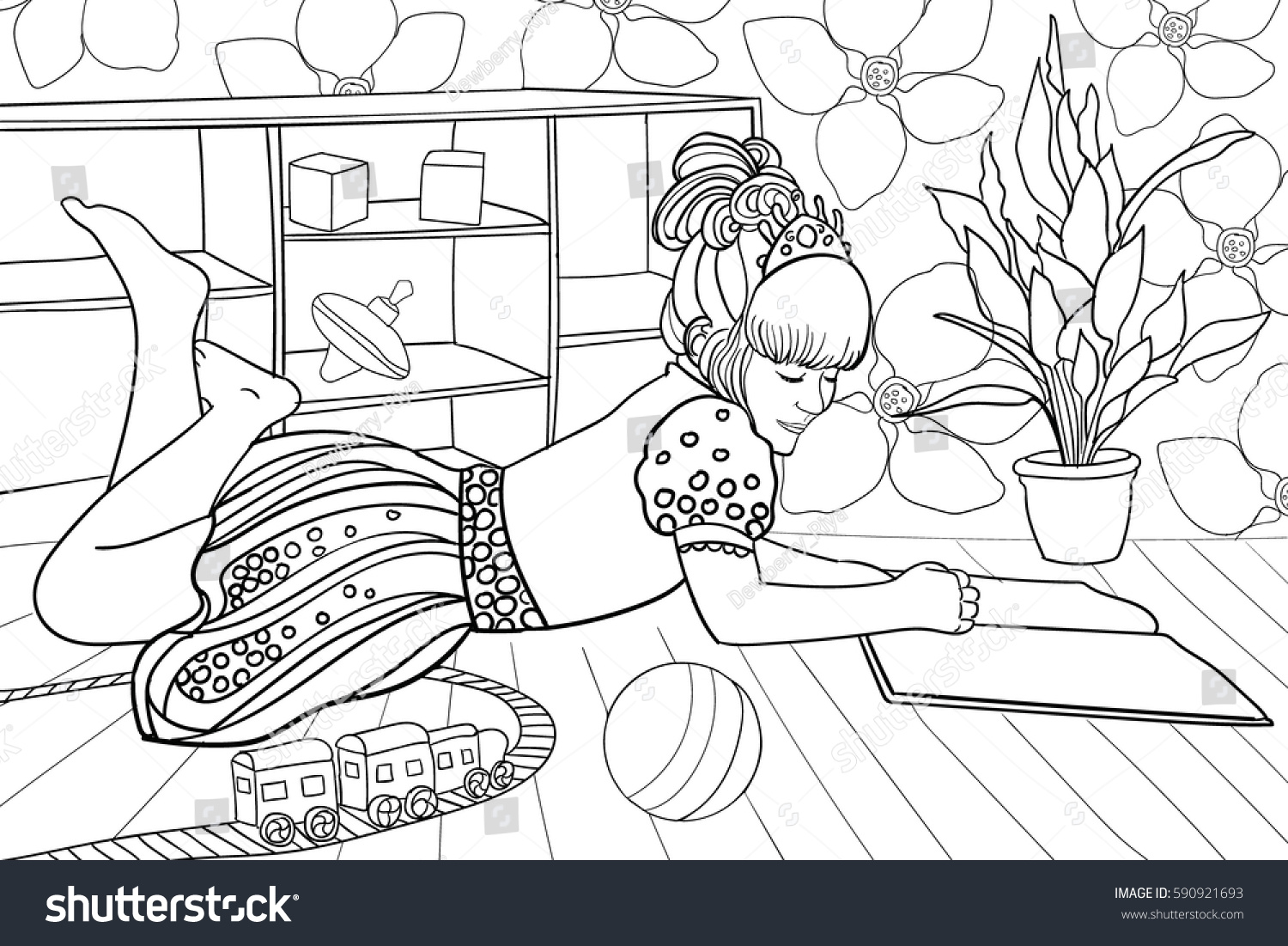 Hakuun outlinecute girl coloring page beautiful princess liittyvã vektorikuva rojaltivapaa