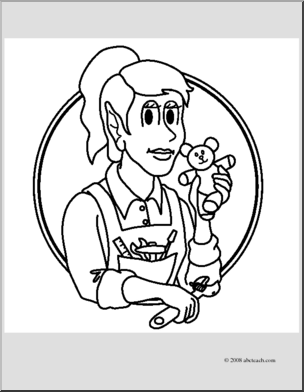 Clip art christmas portraits toy maker girl elf coloring page i