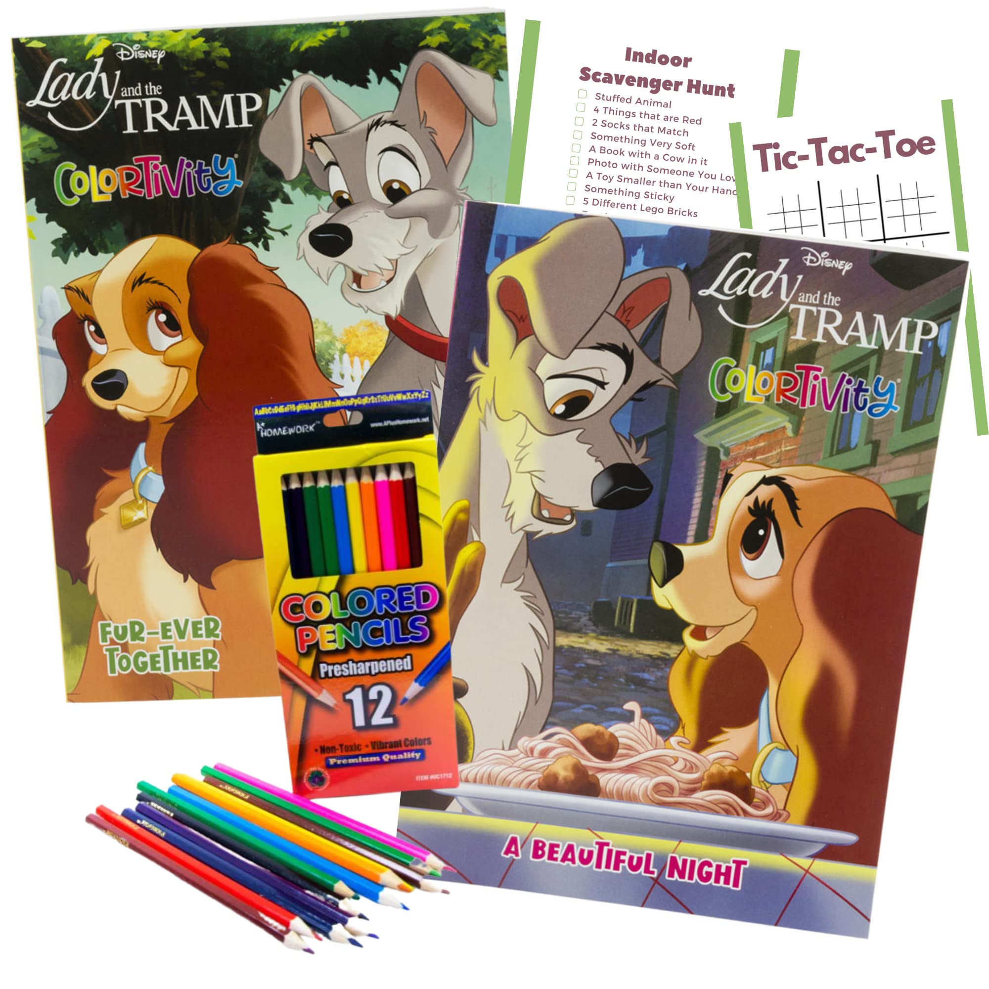 Disney lady the tramp coloring book set bundle with coloring books coloring pencils indoor scavenger hunt and activities toys games