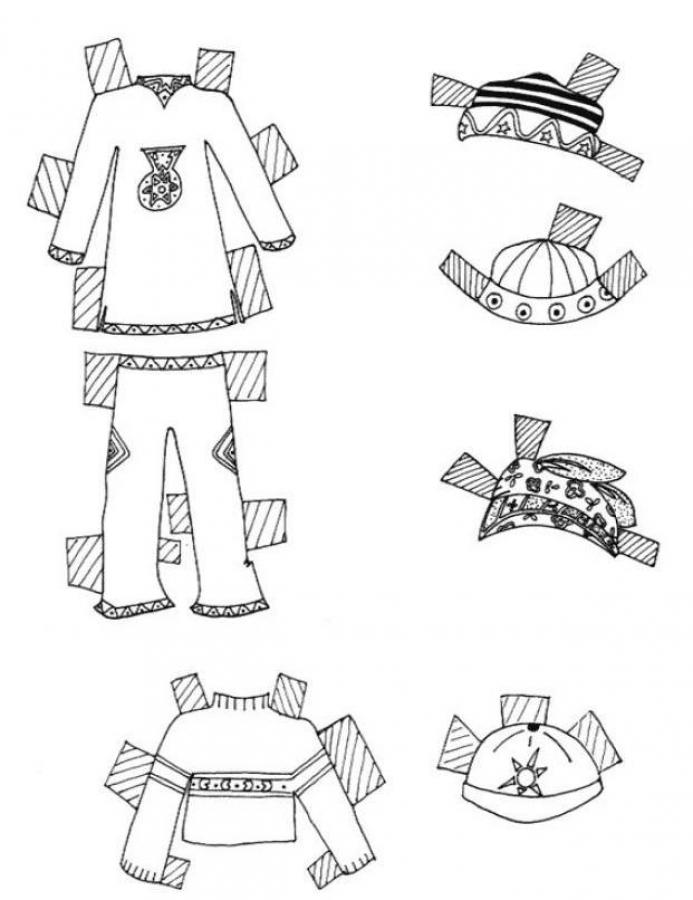 Clothes for young girl model coloring pages