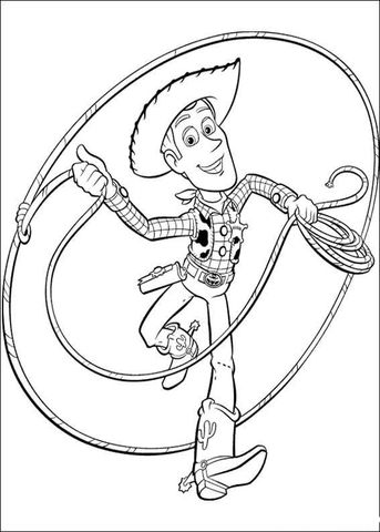 Sheriff woody with a lasso coloring page from toy story category select from printabâ toy story coloring pages cool coloring pages disney coloring sheets