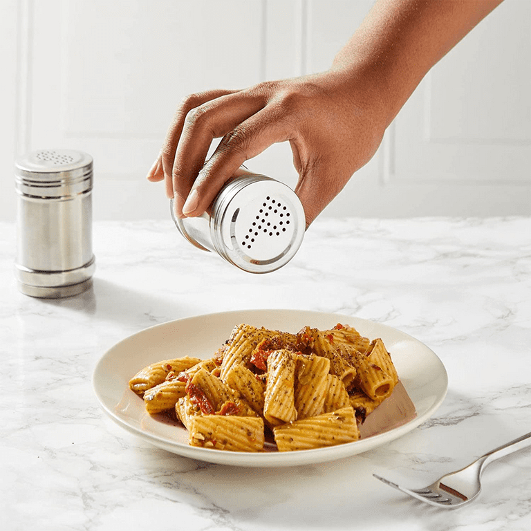 Stainless steel salt and pepper shakers set for kitchen condiments