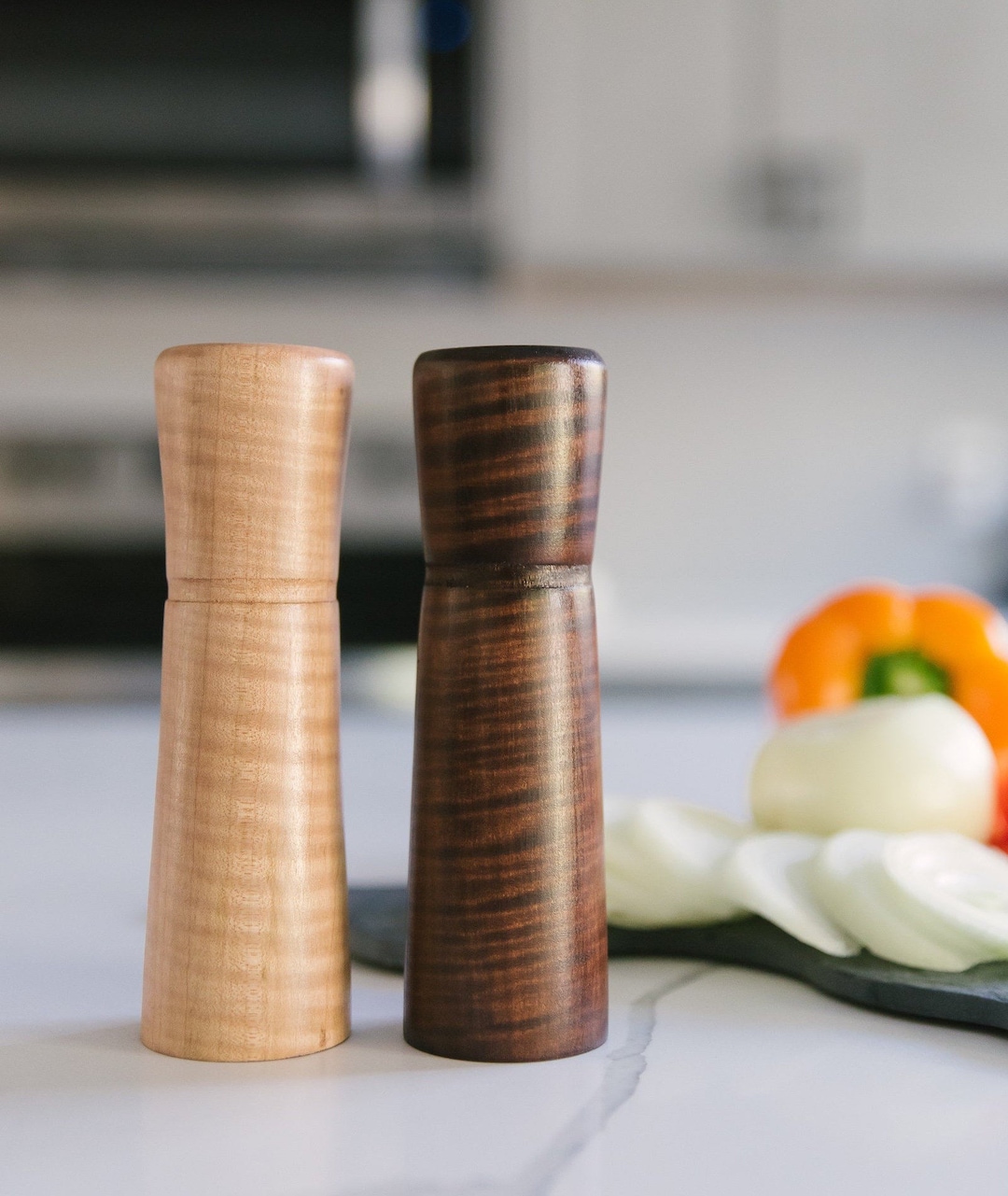 Maple wood salt and pepper shaker set hand turned salt and pepper shakers rustic kitchen decor
