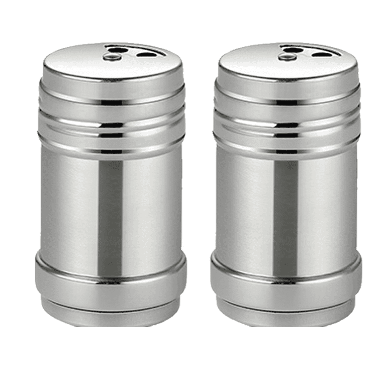 Stainless steel salt and pepper shakers set for kitchen condiments
