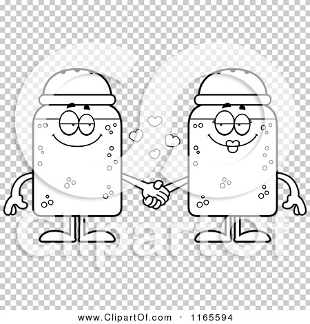 Cartoon clipart of salt and pepper shaker mascots holding hands