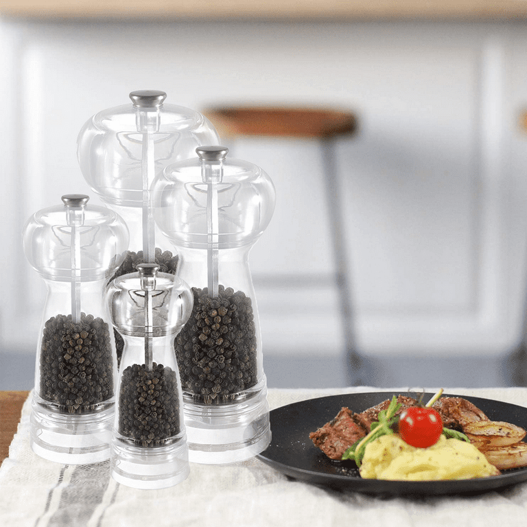 Clear acrylic salt and pepper grinder refillable sea salt pepper grinder kitchen pepper shaker