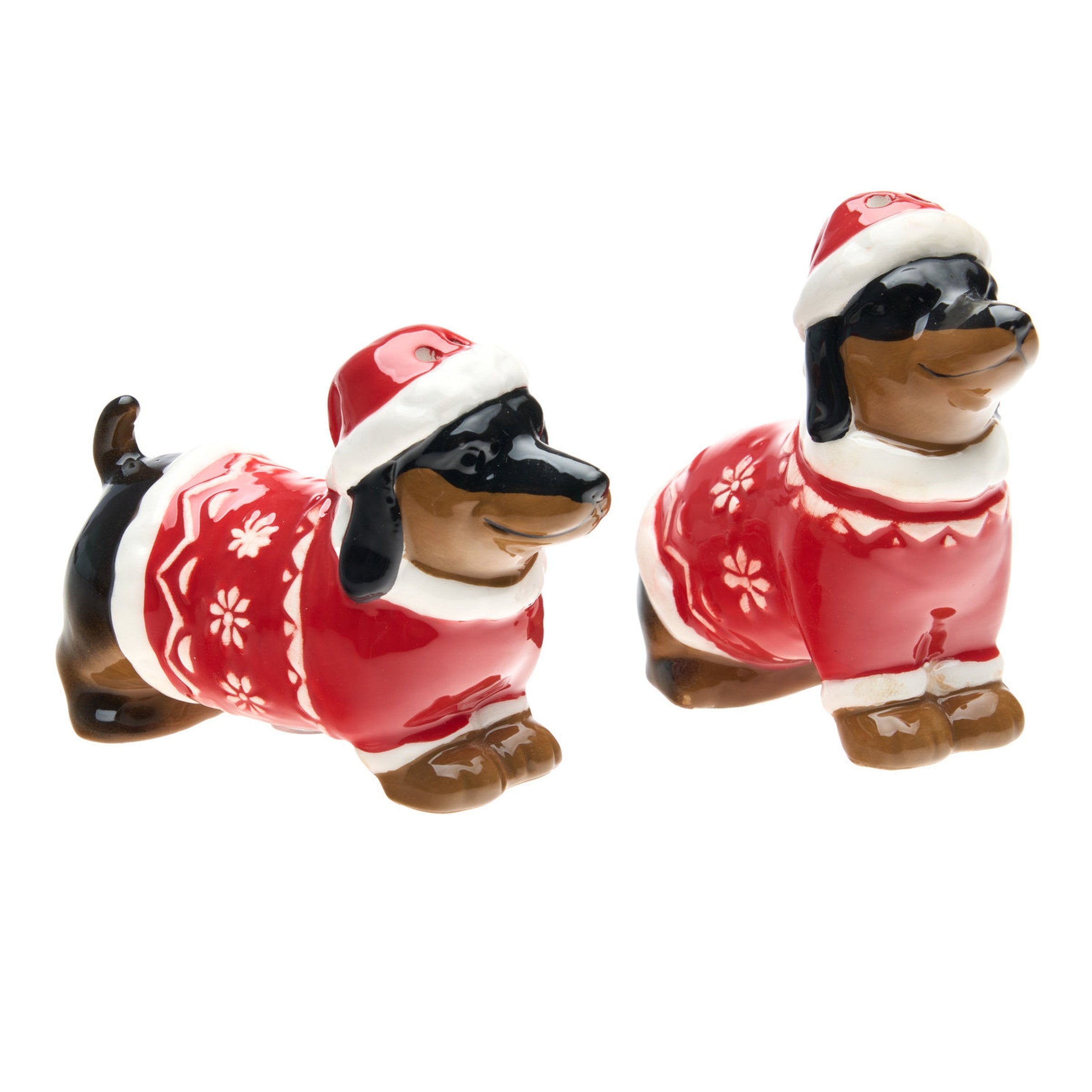 Christmas dachshund salt and pepper shaker set â