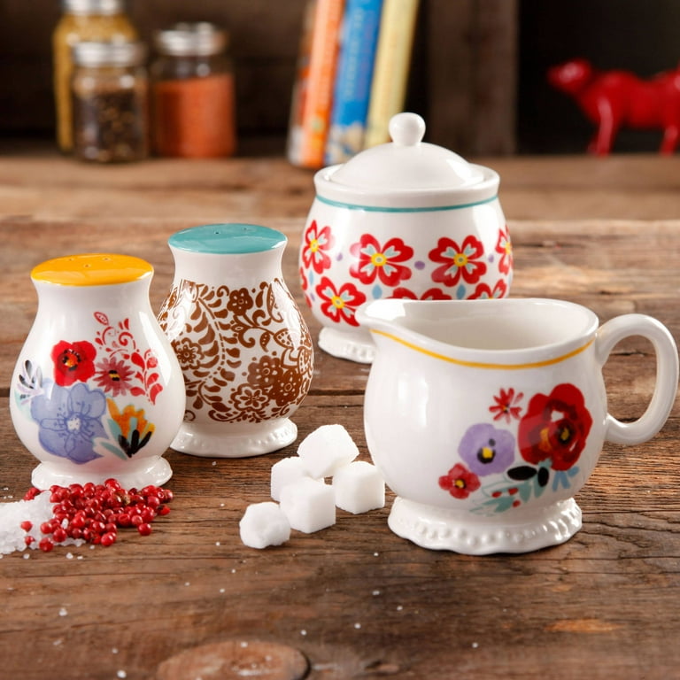 The pioneer woman flea market sugar creamer with salt pepper shaker set