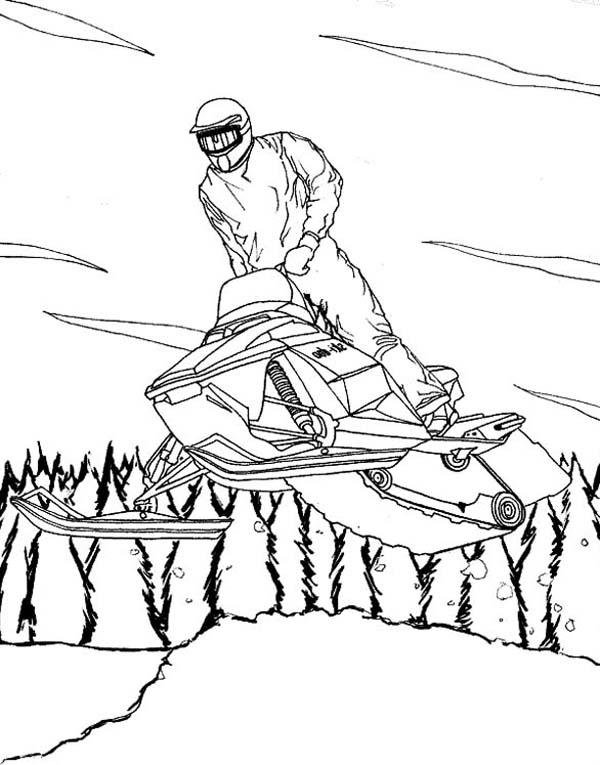 Coloring page snowmobile skidoo transportation â printable coloring pages