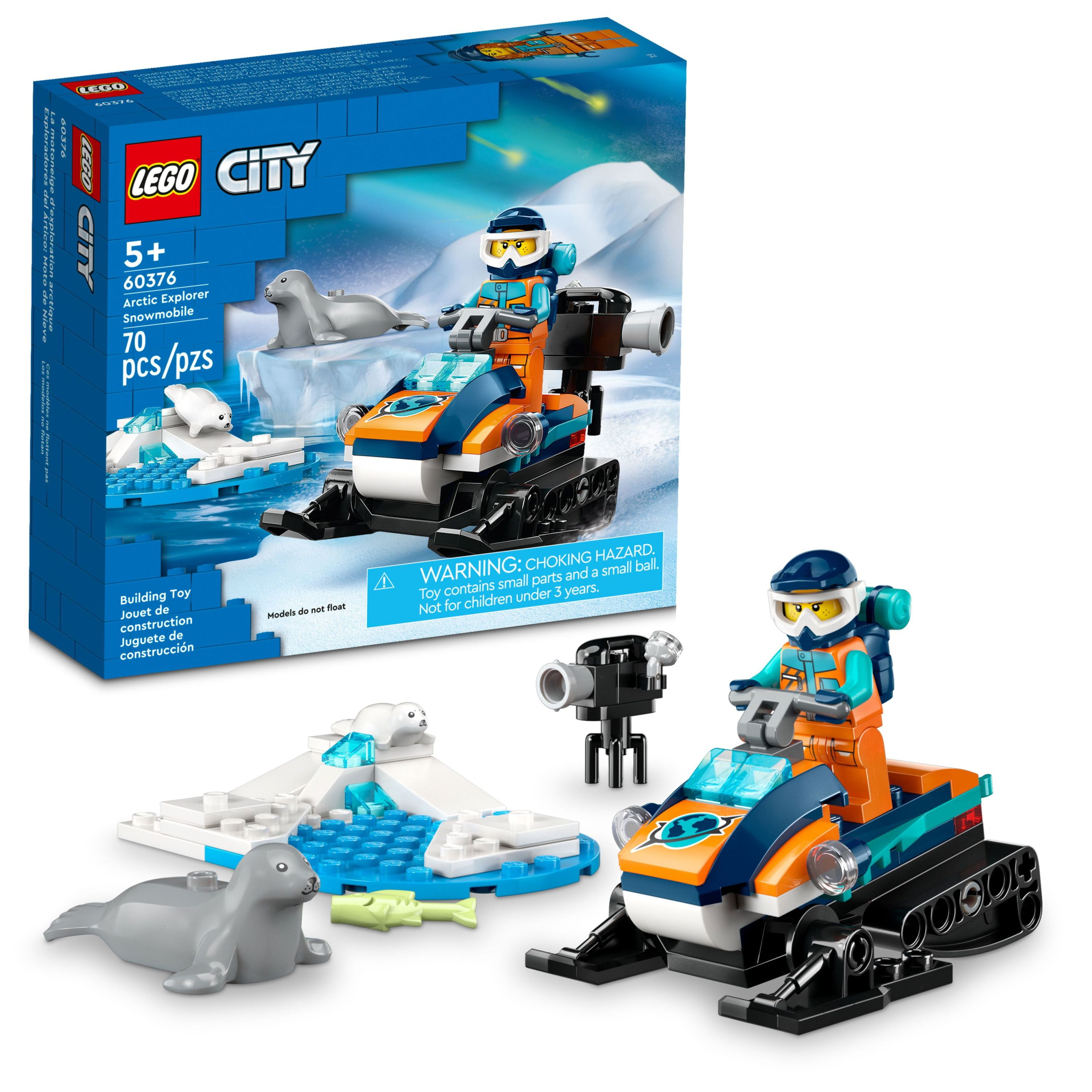 Lego city arctic explorer snowmobile building toy set snowmobile playset with minifigures and seal figures for imaginative role play fun gift idea for year olds
