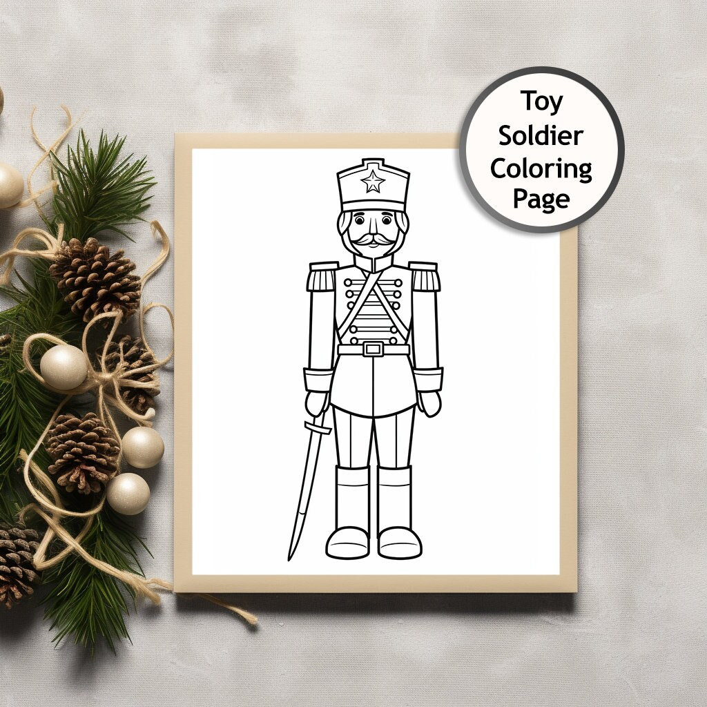 Toy soldier nutcracker christmas coloring printable coloring page coloring for adults and kids instant download png mercial use