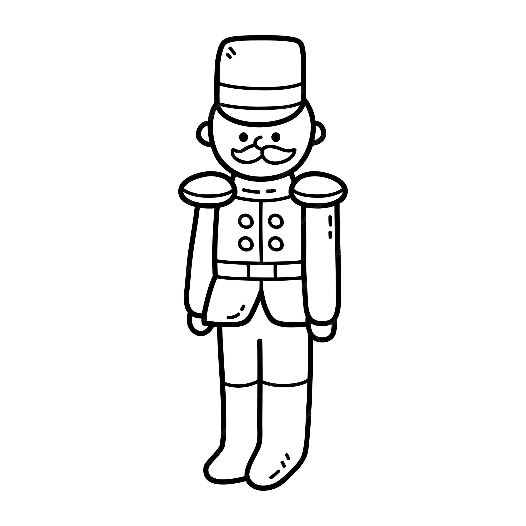 Premium vector coloring page with doodle soldier