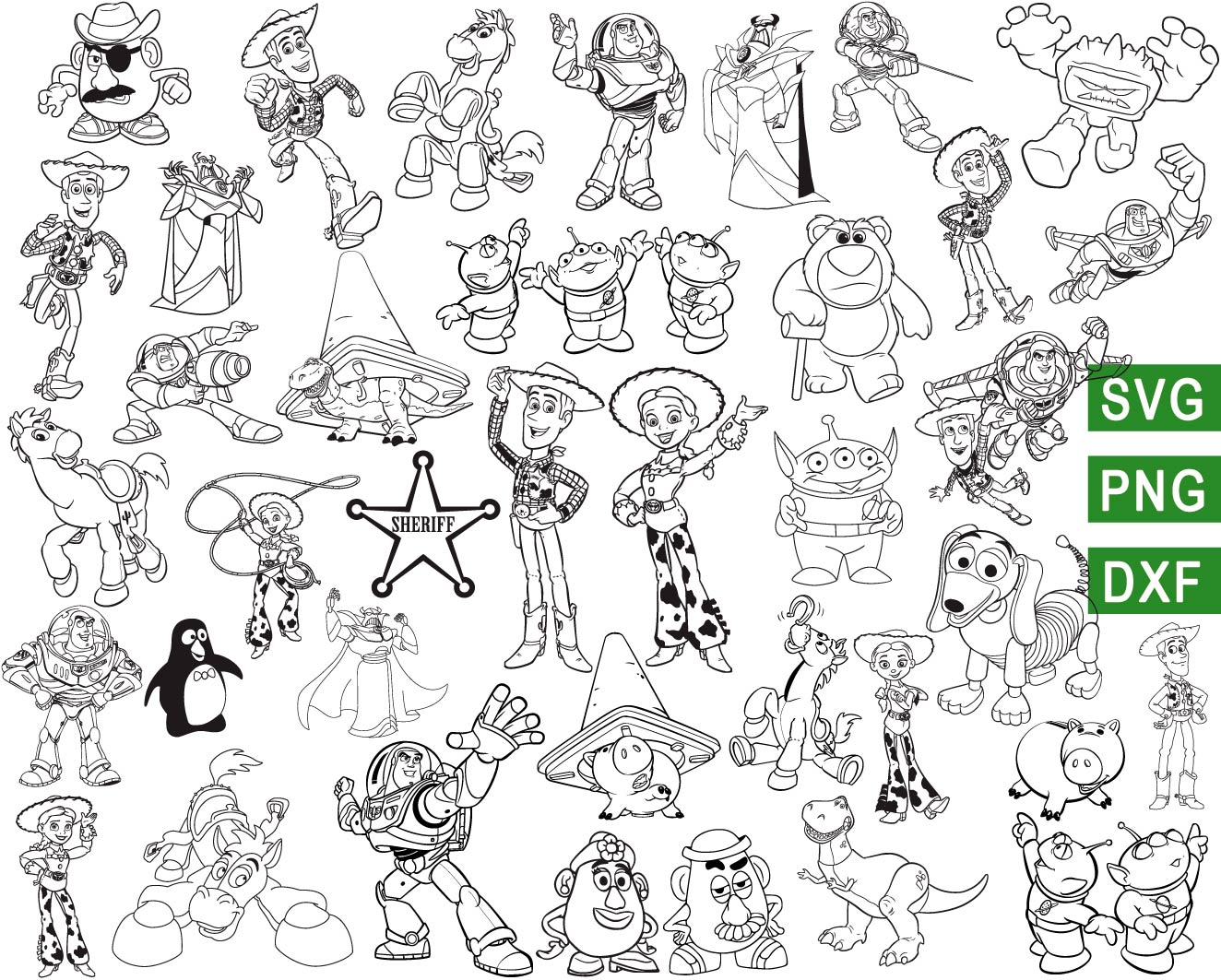 Toy story line svg toy story characters outline svg toy st