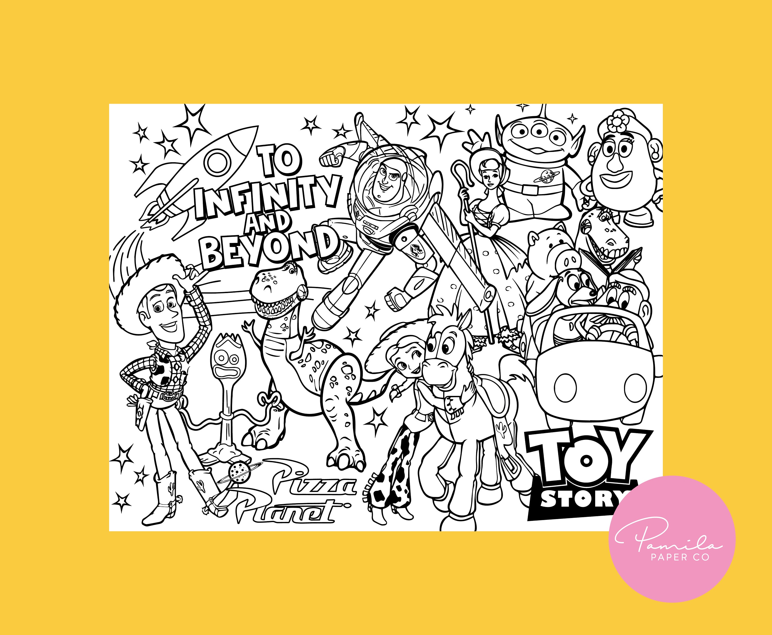Toy story color page toy story birthday coloring page toy story activity party favor instant download