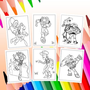 Colorful journey with toy story characters printable coloring pages for kids