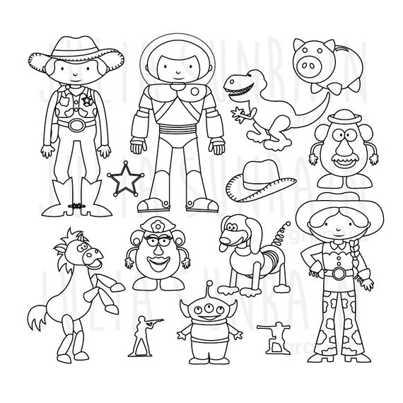 Toy story digital stamp digital clipart vector set instant download personal and mercial use