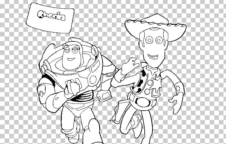 Buzz lightyear sheriff woody coloring book colouring pages toy story png clipart angle arm artwork black