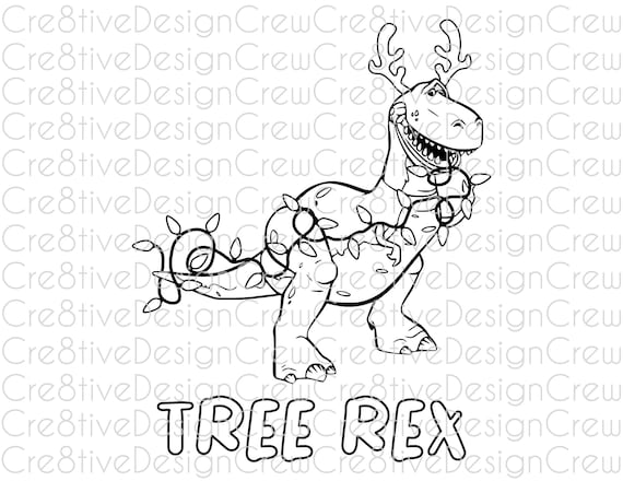 Tree rex color me svg toy story svg dinosaur christmas holiday silhouette cricut cut file design file