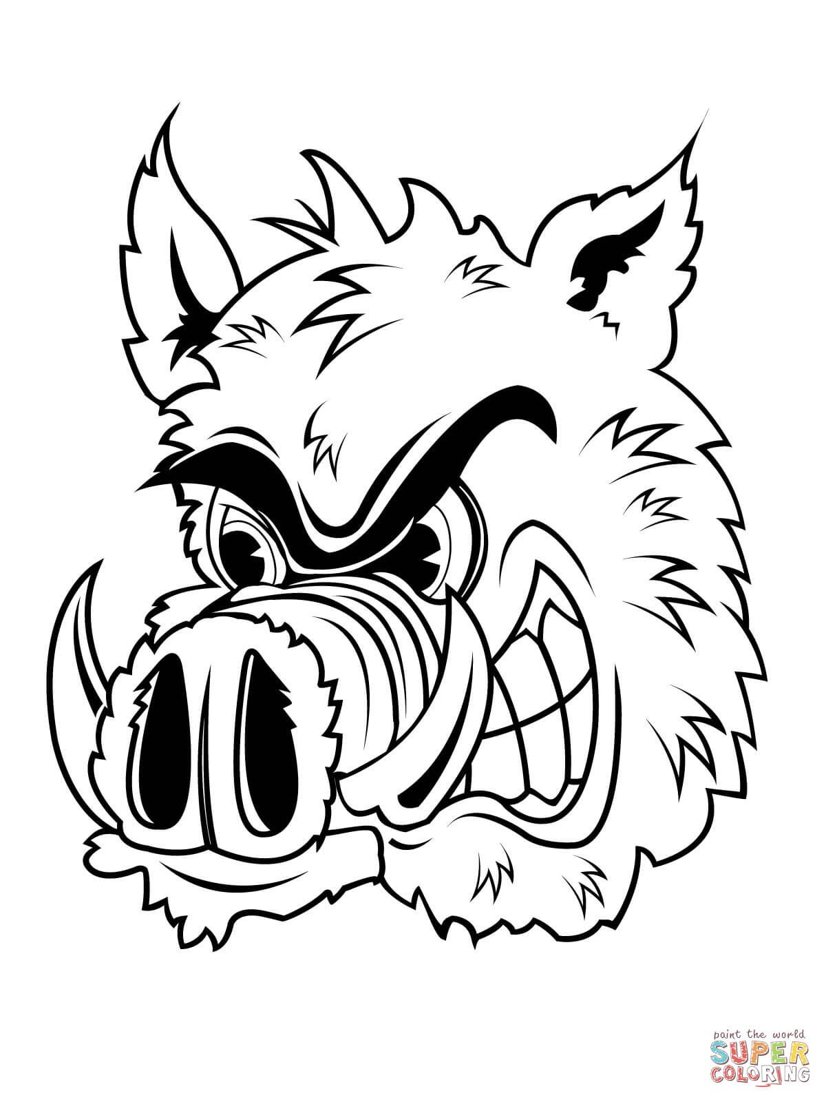 Wild boar head coloring page from wild boars category select from printable crafts of cartoons nâ coloring pages wild boar free printable coloring pages