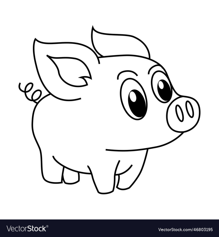 Free cute pig cartoon coloring page for kids