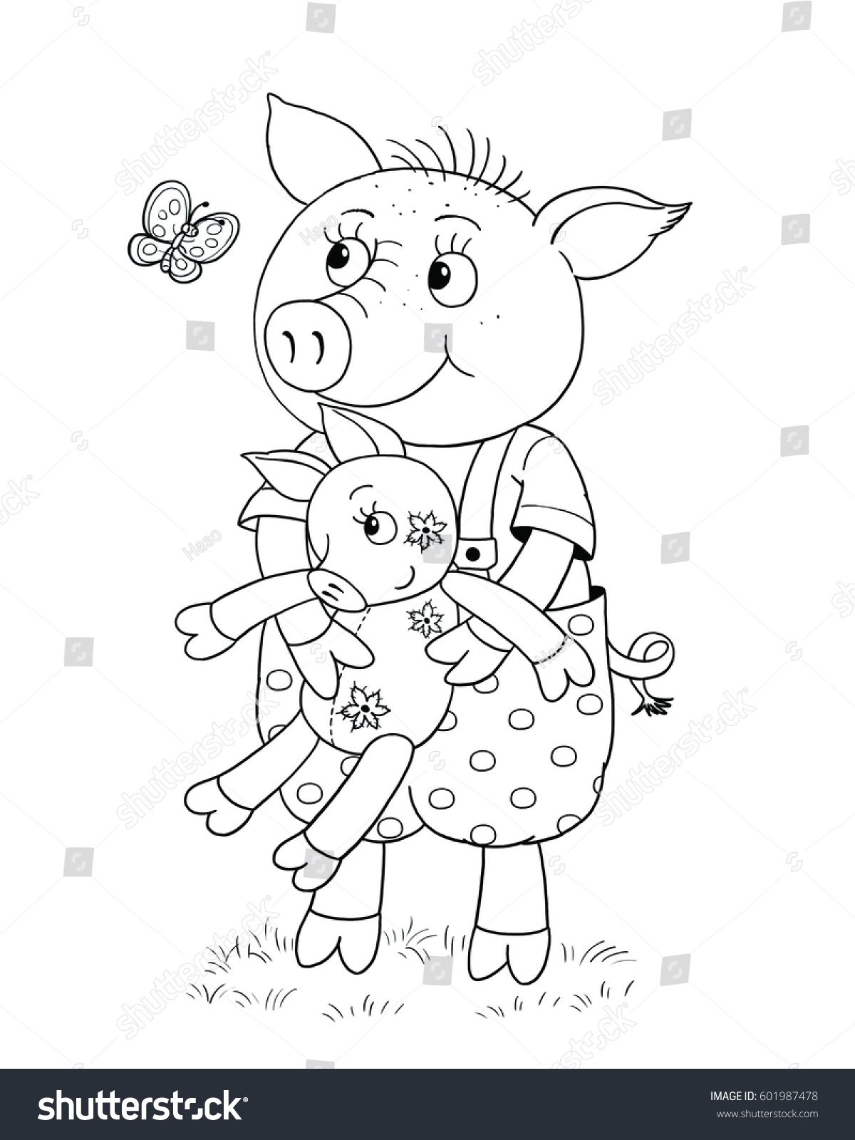 Three little pigs fairy tale cute stock illustration