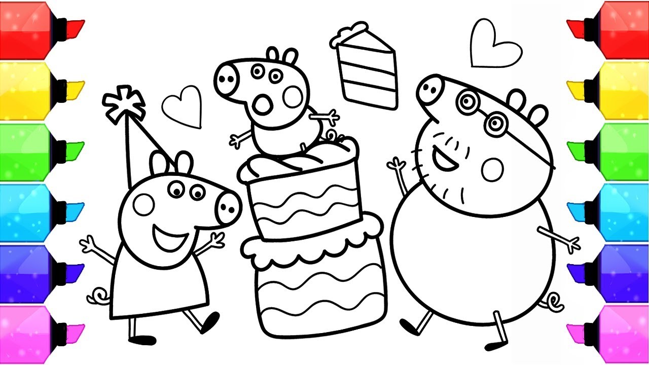 How to draw peppa pig coloring pages learn colors with coloring pages for kids