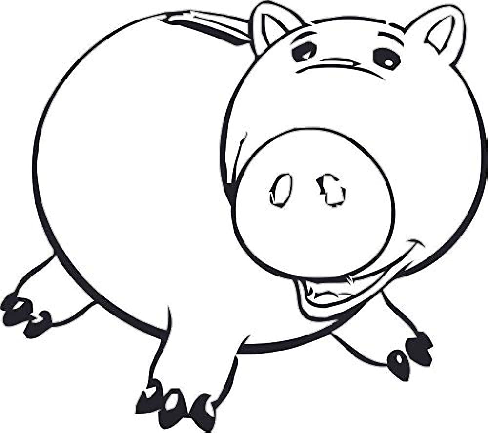 Toy story character piggy bank pig hamm rtoon wall sticker art del for girls boys room bedroom nursery kindergarten house fun home decor stickers wall art vinyl decoration size x inch