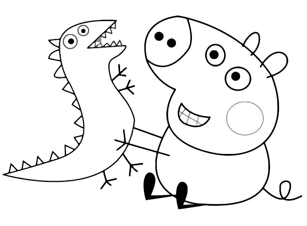 Online coloring pages coloring page josh with a favorite toy peppa pig download print coloring page