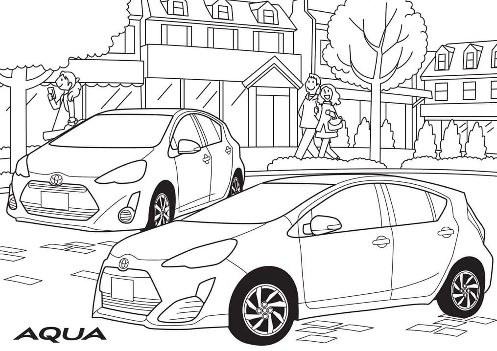 Toyota aqua coloring page