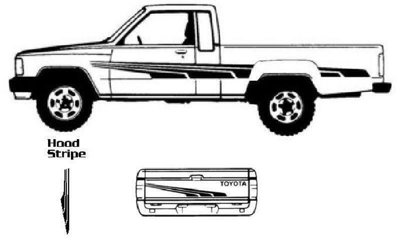 Vintage stripe fits toyota sr truck graphics decal sticker m