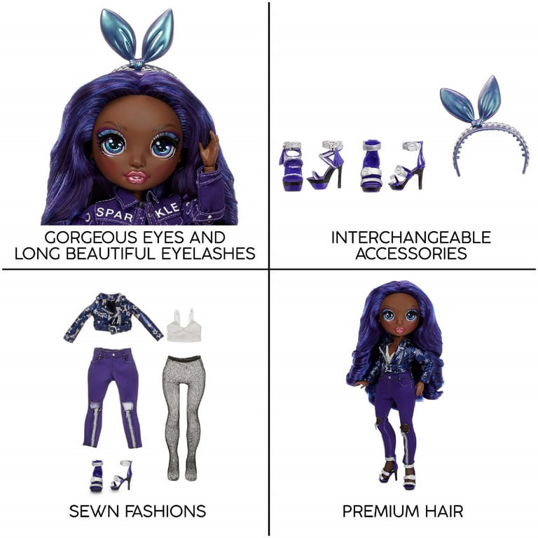 Rainbow high krystal bailey â indigo dark blue purple fashion doll with plete mix match outfits and accessories toys for kids