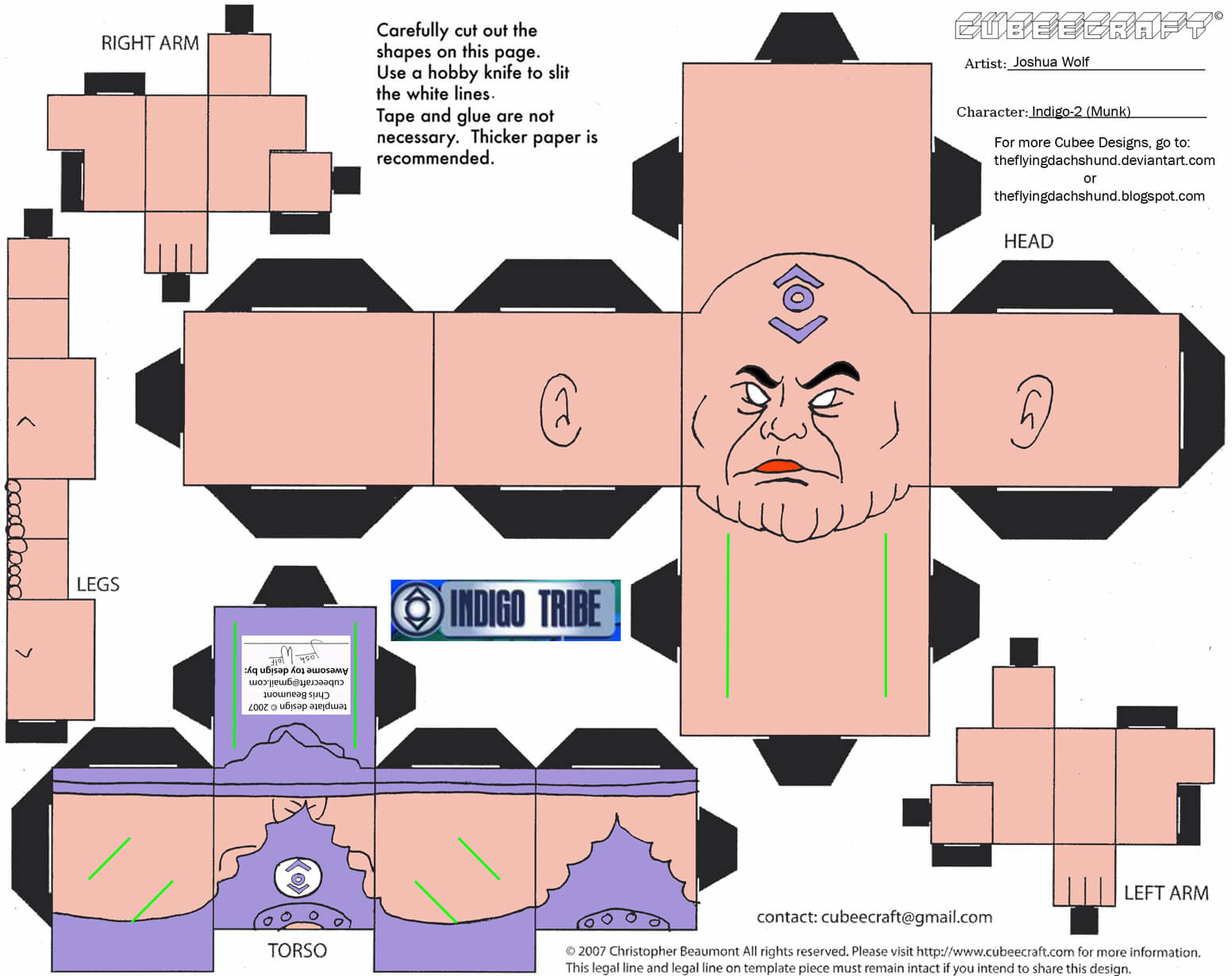 Munk from indigo tribe paper toy free printable papercraft templates