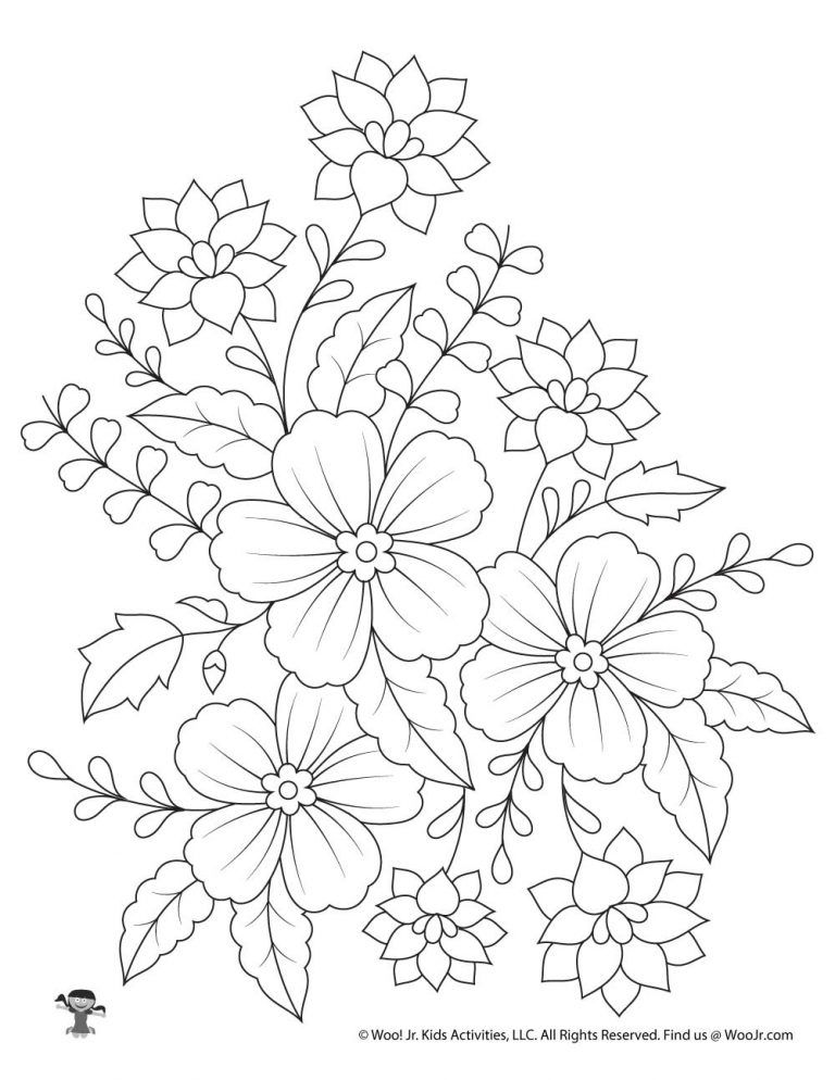 Adult coloring printable flower bouquet woo jr kids activities childrens publishing flower coloring pages flower drawing flower art drawing