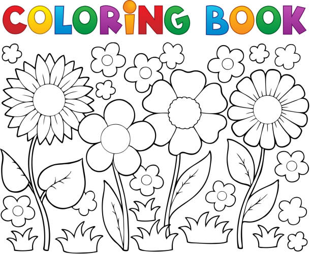 Coloring book flowers stock photos pictures royalty