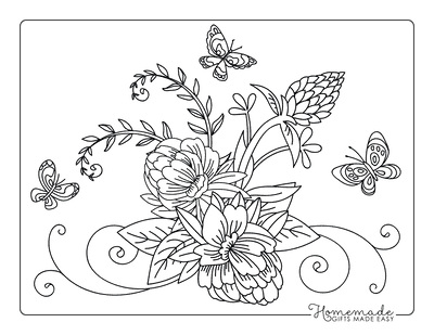Free flower coloring pages for kids adults