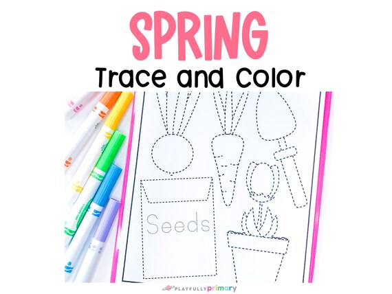Spring tracing worksheets spring coloring pages for kids spring fine motor activities for preschool kindergarten homeschool