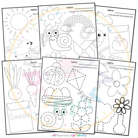 Spring tracing worksheets spring coloring pages for kids spring fine motor activities for preschool kindergarten homeschool