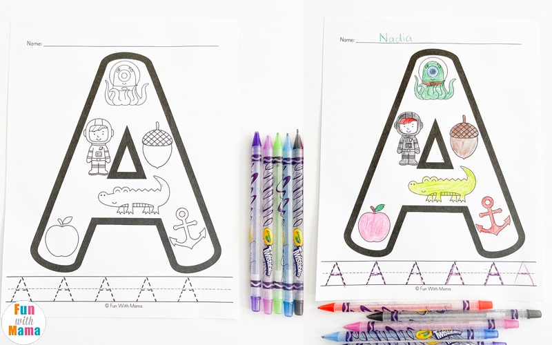 Alphabet letter sound coloring pages tracing worksheets