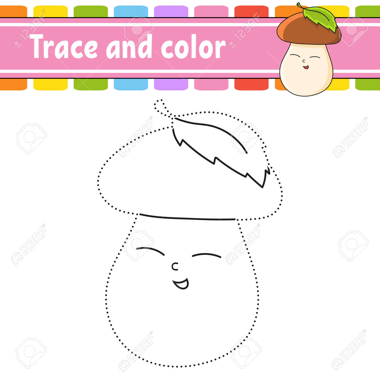 Trace and color coloring page for kids handwriting practice education developing worksheet activity page game for toddlers isolated vector illustration cartoon style royalty free svg cliparts vectors and stock illustration image