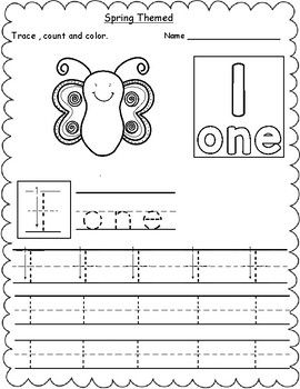 Spring themed count trace color numbers